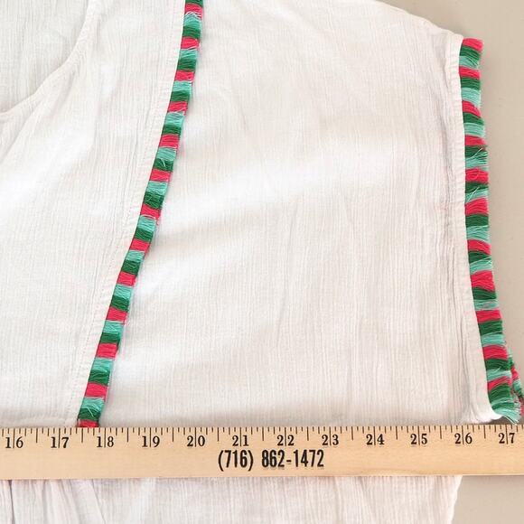 J Crew Women's XL Top Boho BeachTunic Cover-Up Layering White Tassels Fringe - Picture 6 of 9